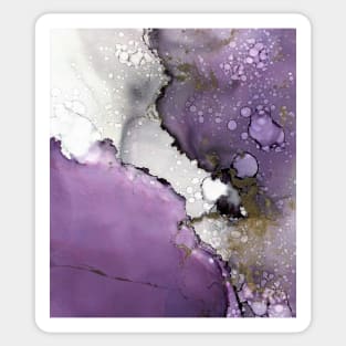 Grey and Purple Galaxy Art, Abstract Painting Sticker